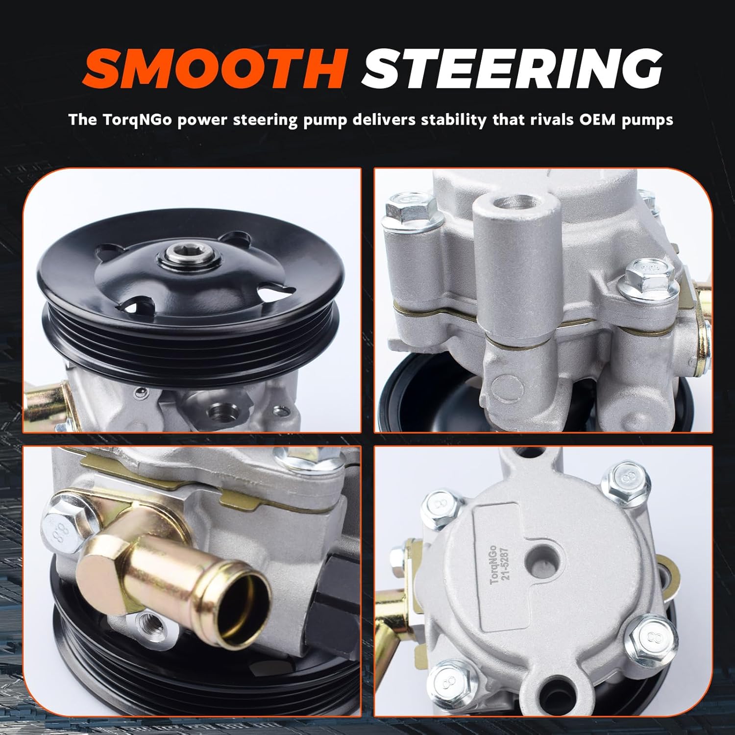 21-5287 Power Steering Pump Assembly with Press-On Pulley Compatible with 2002-2006 Camry 3.0L, 2004-2006 ES330, 2002-2003 ES300 Power Assist Pump Replace # 44320-07012, PSP1282