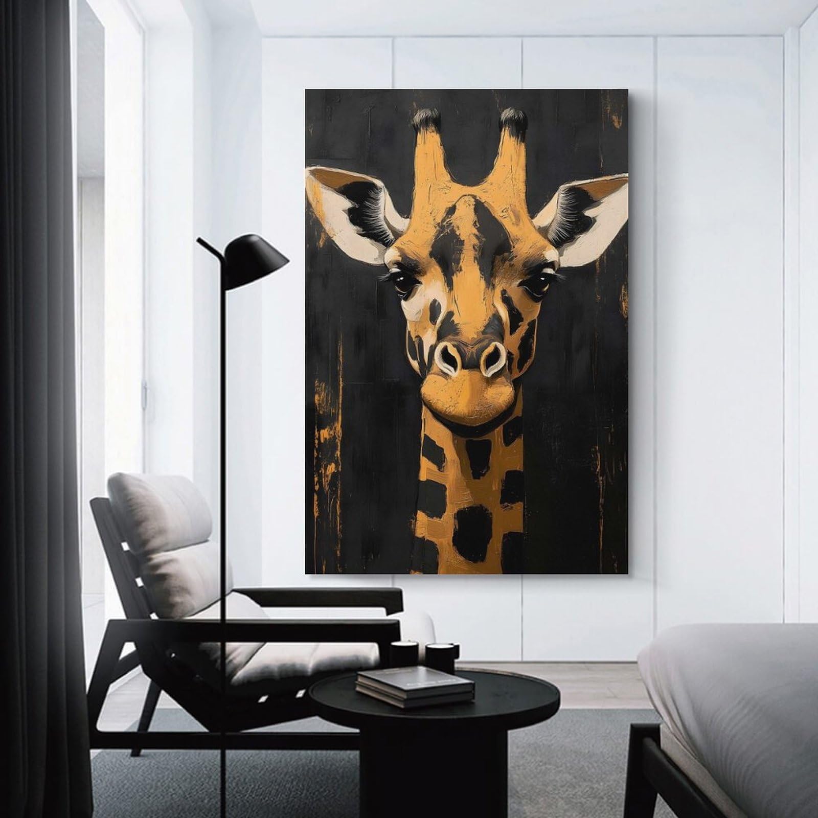Junmoney Giraffe Portrait Painting(2) Wall Art Print 20x30inch(50x75cm), for Living Room, Bedroom Or Home Office, Thoughtful Wall Decor for Art Lovers