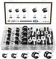 Vista 1 de Kit de Surtido de Abrazaderas para Cables, Paquete de 25 Clips de Tubería con Cojín de Goma de Acero Inoxidable