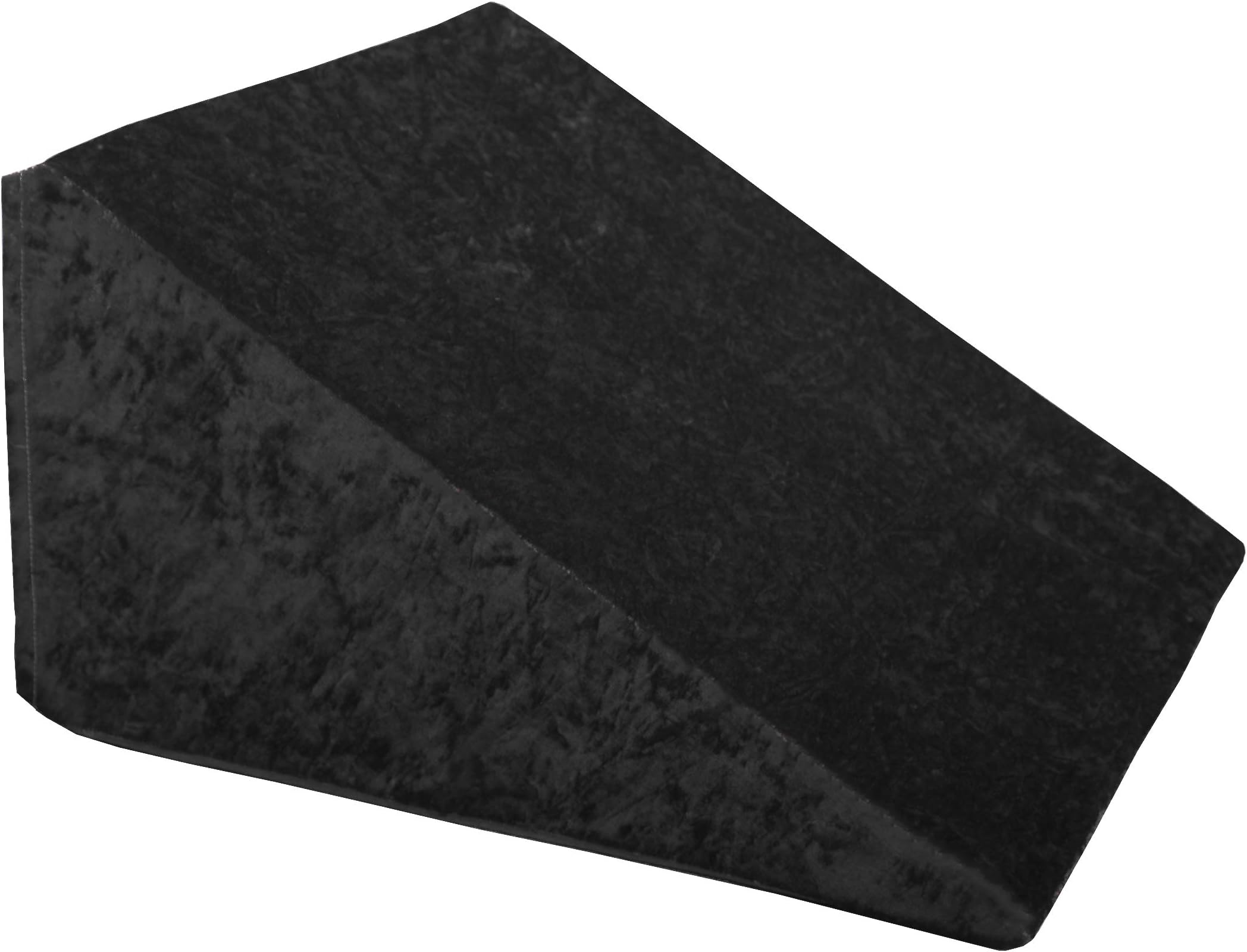 Bed Wedge Foam Cushion with Crushed Velvet Cover - Black