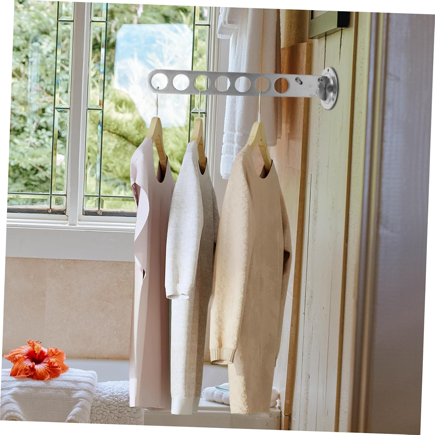 Levemolo Wall-Mounted Clothes Drying Rack Stainless Steel Brushed Nickel Hangers Organizers and Storage