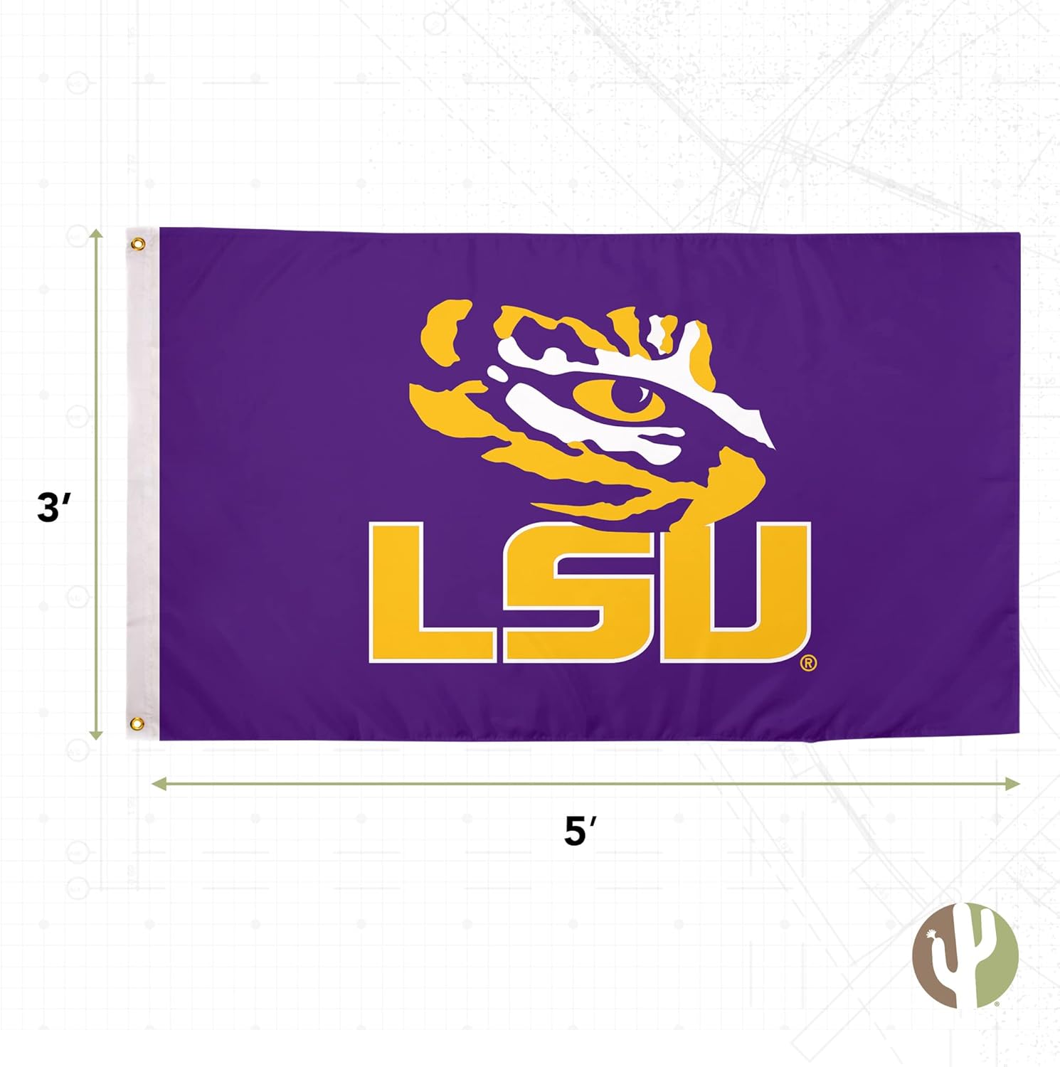 Desert Cactus LSU Flag Double Sided Tigers Geaux Louisiana State University Banners 100% Polyester Indoor Outdoor 3x5 feet Flags (Double Sided - Flag 3) - Image 3
