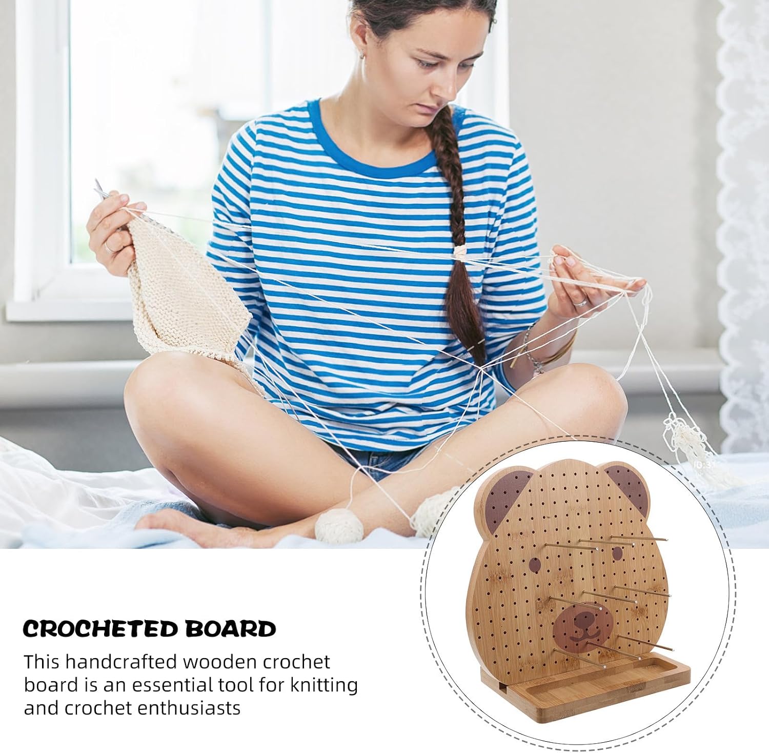 Sturdy Wooden Crochet Blocking Board for Knitting Projects, Shaping Aid