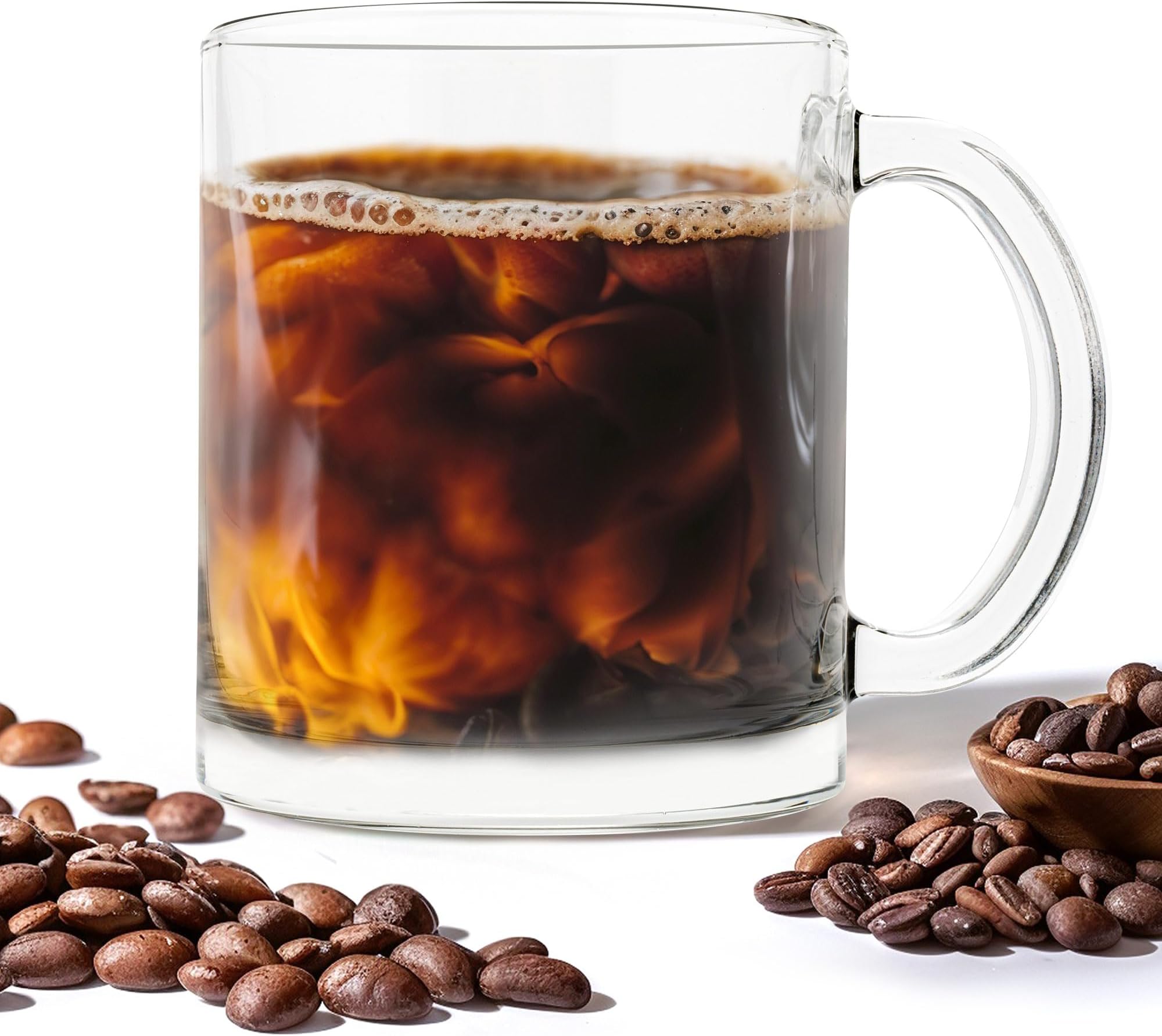 JoyJolt Fluted Glass Coffee Mugs, Double Wall Coffee Mugs