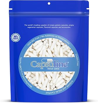 Capsuline Colored Size 0 Empty Vegan Capsules - 5000 Count - Empty Veggie Pill Capsules - DIY Vegetable Capsule Filling - Empty Caps - Kosher and Halal Certified - Non-GMO Certified White