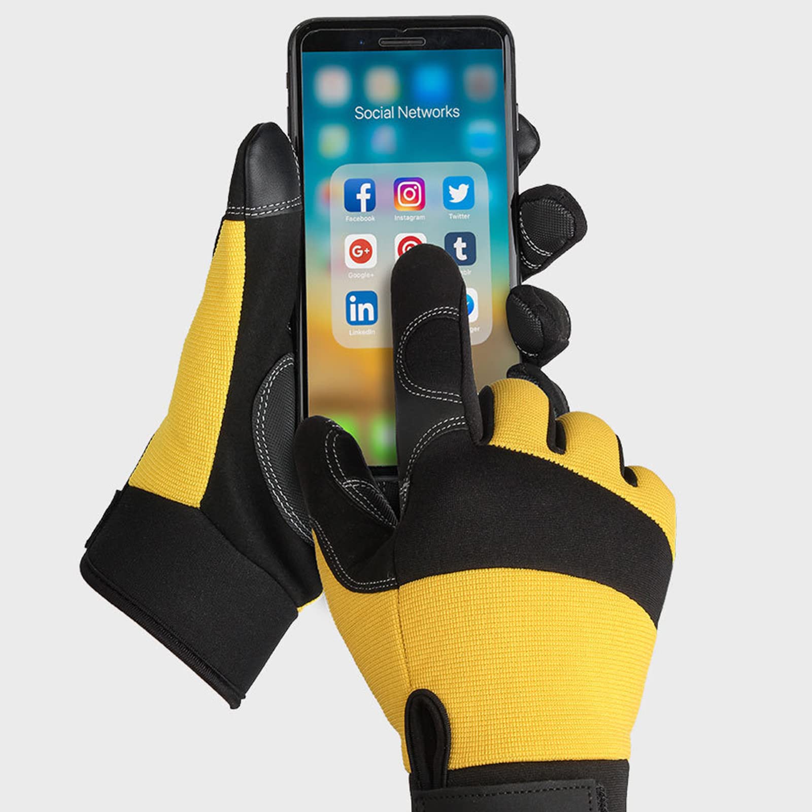 Leder Garten Werkzeug mit Klettverschluss Touchscreen Arbeitshandschuhe Dornenfest Rosenhandschuhe Gartenhandschuhe für Garten und Bodenarbeiten