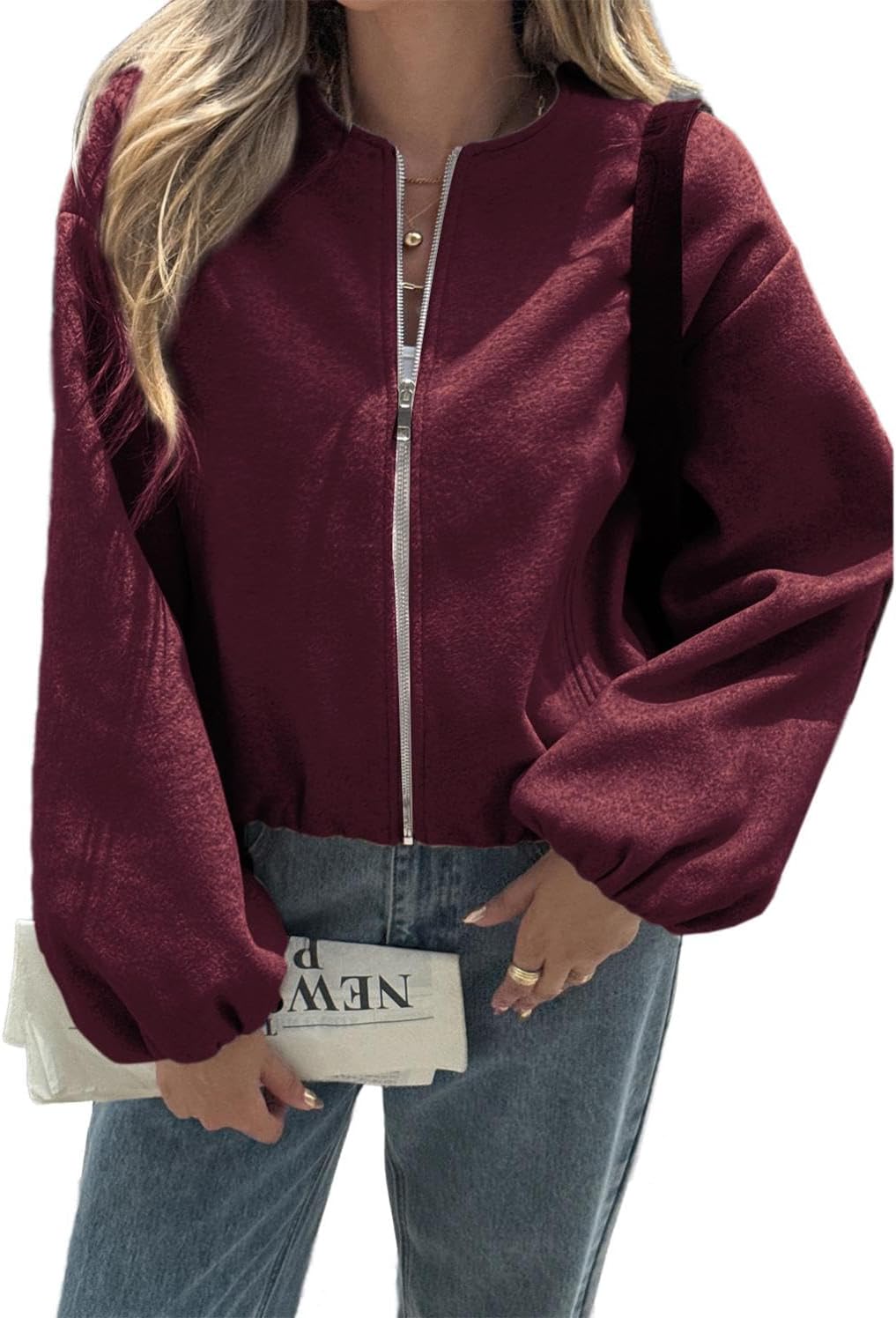 xzbailisha Women's Long Sleeve Zip Up Warm Jackets Casual Fall Winter Outwear