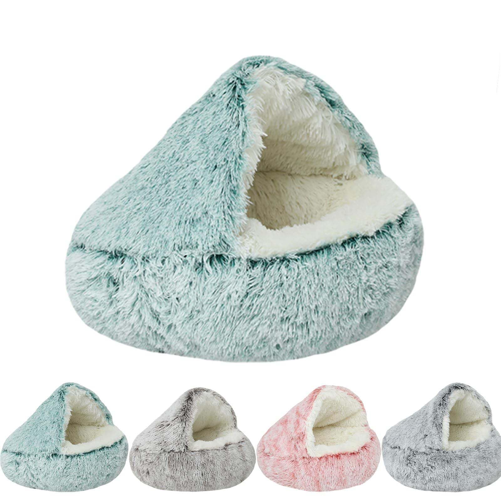 Cozy Cocoon Dog Bed, 15.7”/19.7”/25.6”/31.5”/39.5” Dog Bed with Cover Cave, Pet Caves for Dogs, Pet Cave Bed, Winter Pet Plush Bed (Green, 39.5IN)
