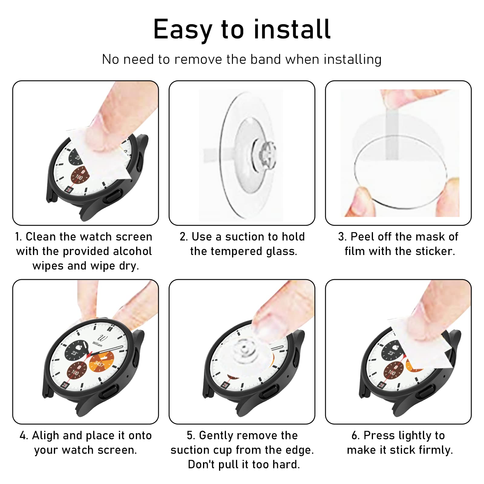 Pellicola proteggi schermo per Samsung Galaxy Watch 4 40 mm, confezione da 5 + 5, custodia rigida in policarbonato e custodia protettiva in vetro temperato per Samsung Galaxy Watch 4 40 mm