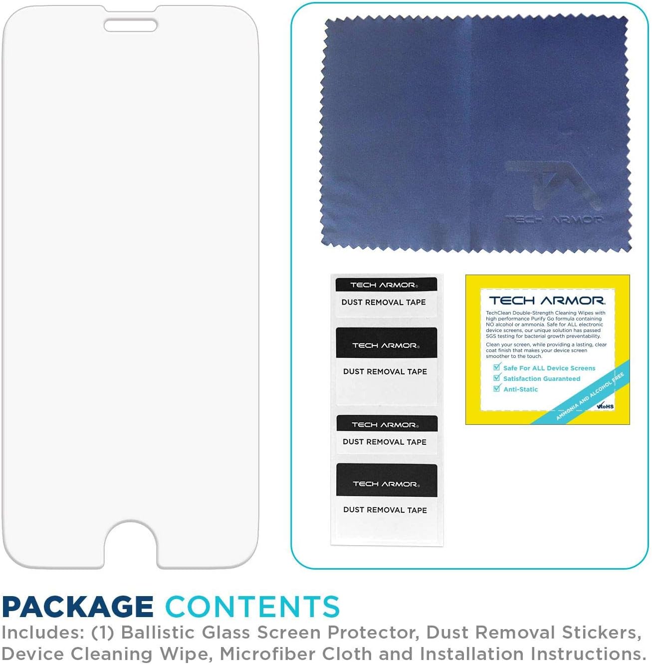 Tech Armor Ballistic Glass Screen Protector Designed for Apple iPhone 6 Plus, iPhone 7 Plus, and iPhone 8 Plus Tempered Glass 1 Pack