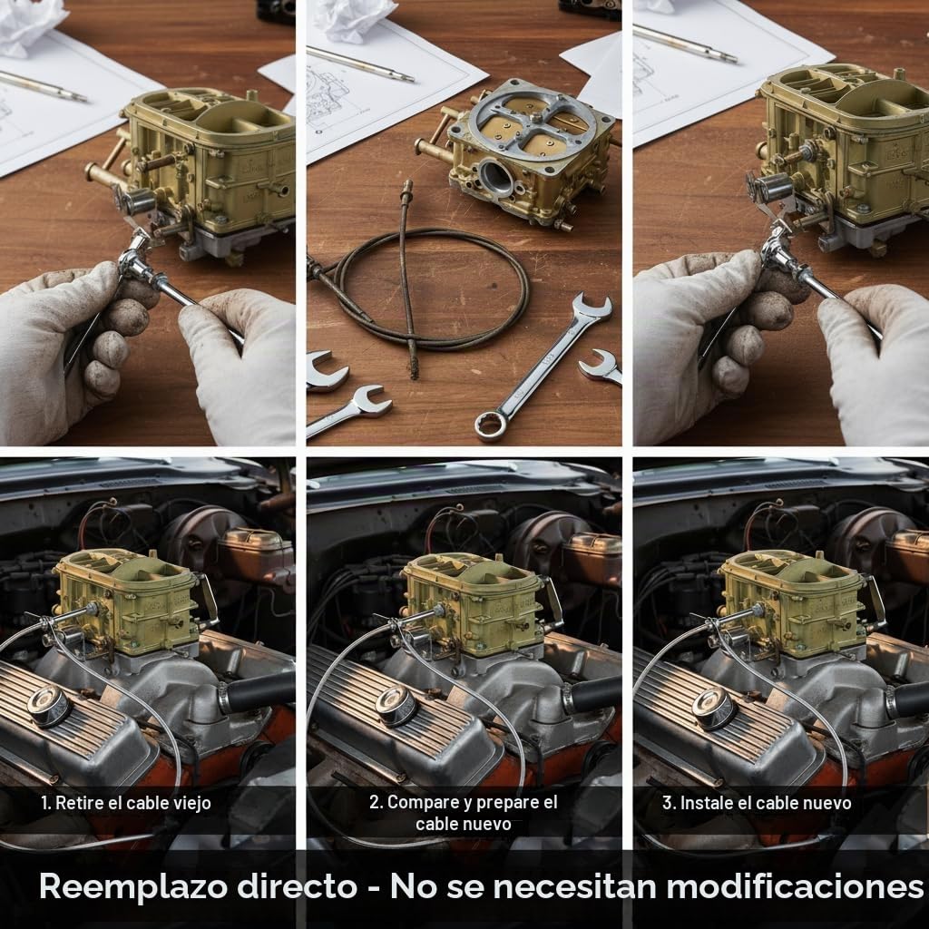 Aramox Cable de Control de Estrangulador, Cable de Estrangulador Universal de 6 Pies Reemplazo del Cable de Control de Estrangulador del Carburador para Motores 4 6 8 Cilindros