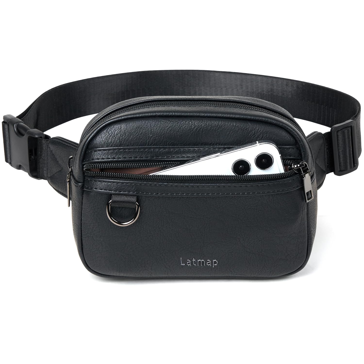 LATMAP 3L Marsupio Donna Tracolla Sportivo Grande Impermeabile in Pelle PU Elegante con Borsa Zip e Cintura Regolabile per Viaggio, Outdoor, Trekking