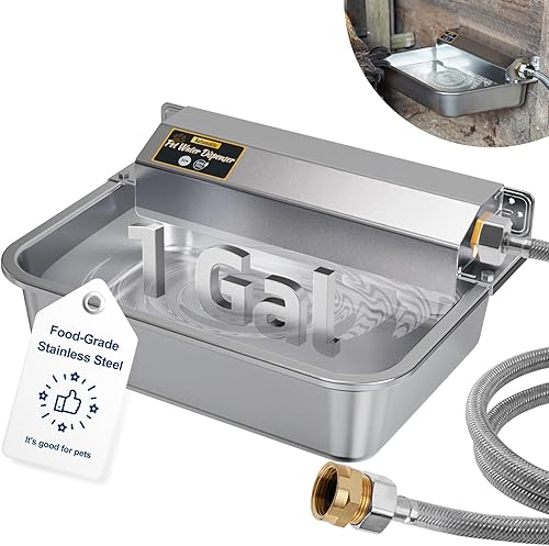 Dispensador automático de agua de 1 galón3.8 litros para perros, cuenco de agua automático patentado para exteriores, dispensador de agua de acero