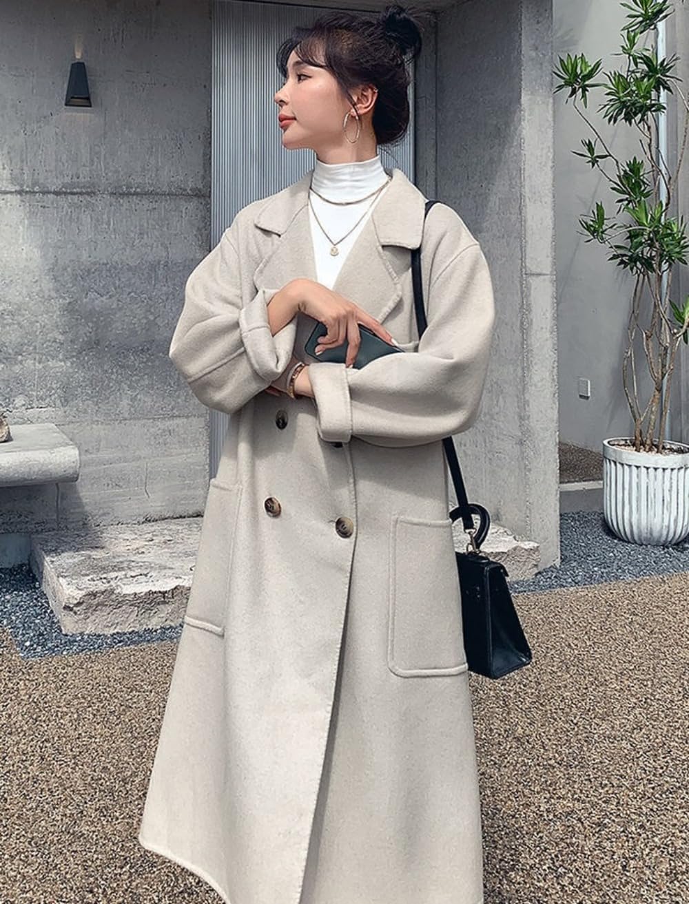 美品✨INED ヘリンボーン L ダッフルコート アイボリー ロング ウール