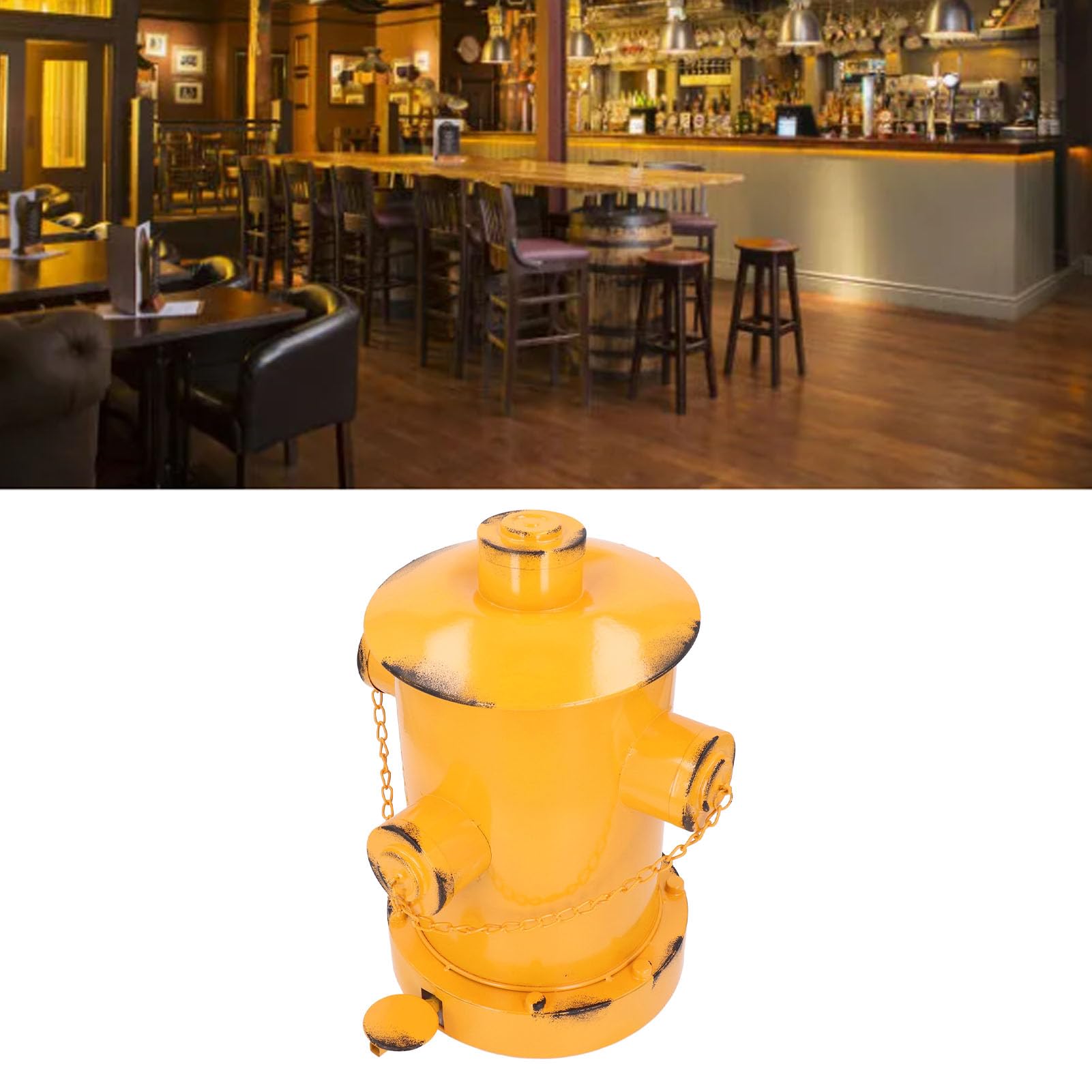 Poubelle de Bouche D'incendie Décorative Rétro en Fer de Style Industriel, Poubelles Intérieures et Extérieures en Fer avec Seau à Pédale pour Jardin, Maison, Cuisine (yellow)