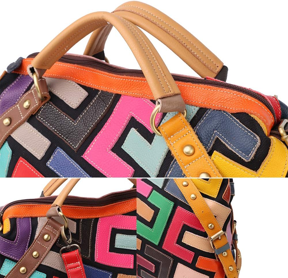 Women's Multicolor Tote Handbag Genuine Leather Random Color Hobo Shoulder Purse | Genuine Leather, Random Color, Shoulder