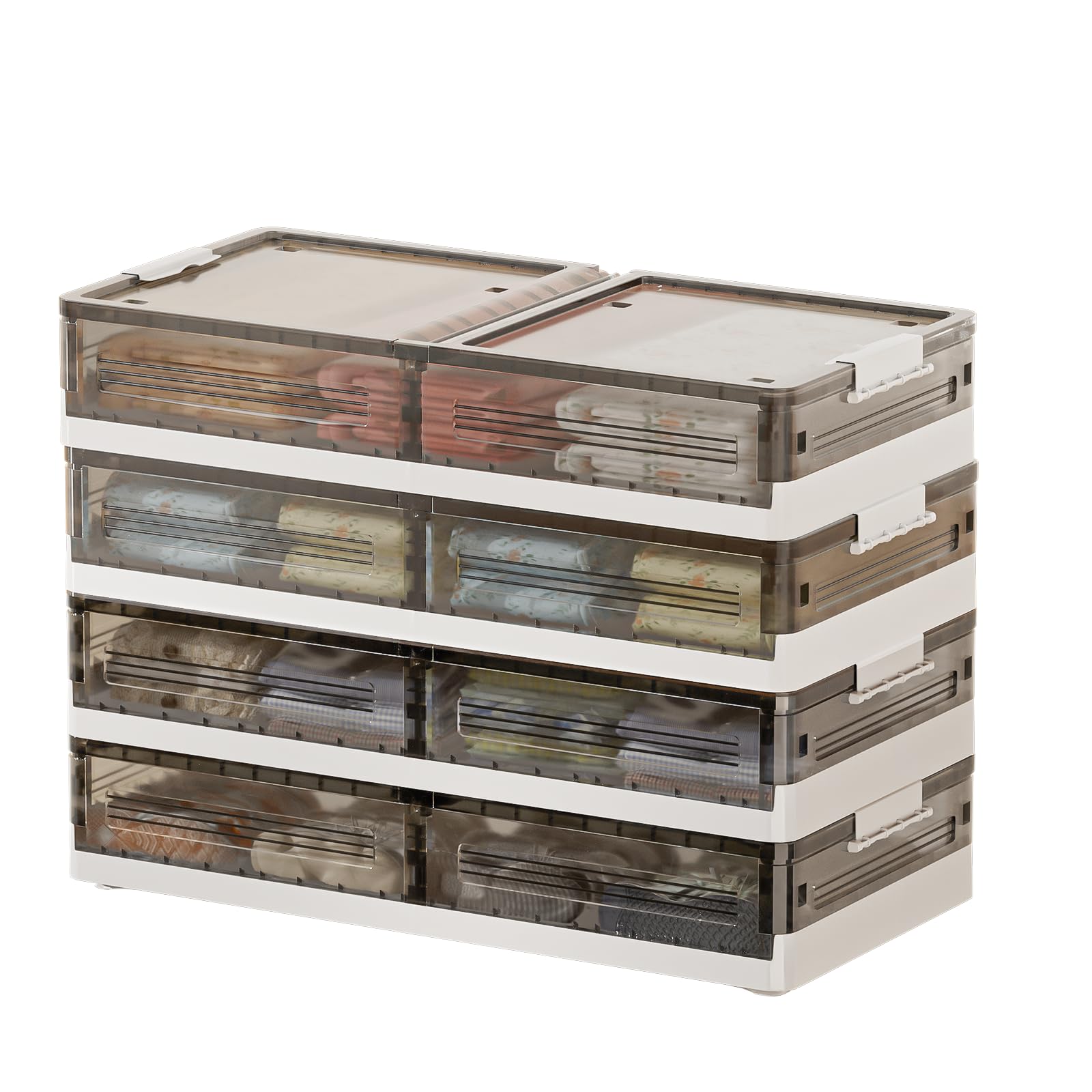 Under Bed Storage with Wheels - 4 Pack, Large 20 Gallon Underbed Storage Container, Folding Plastic Storage Box with Lid?Under Bed Storage Bins Drawer for Clothes, Shoes,Blankets