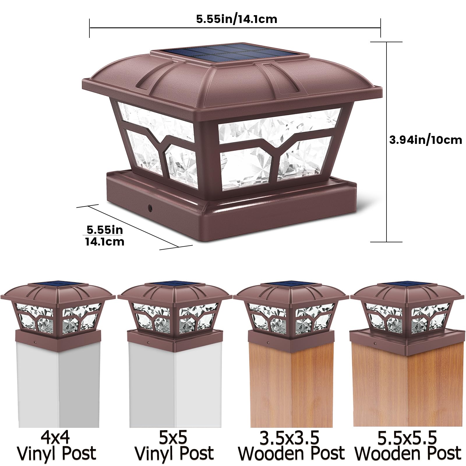 SIEDiNLAR Solar Post Cap Lights Outdoor, Aluminum Glass 2 Modes Edison