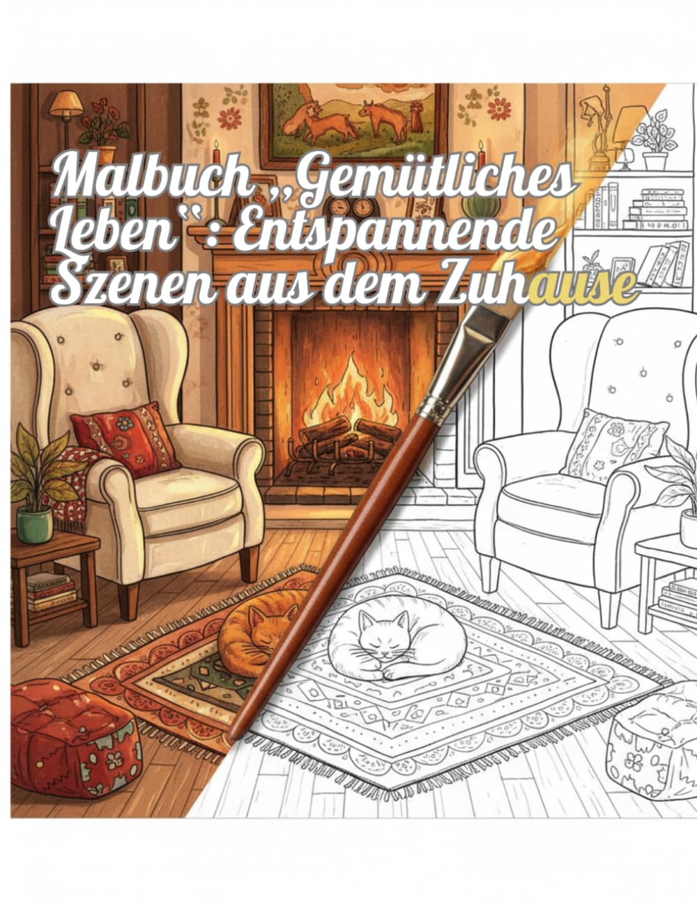Malbuch „Gemütliches Leben“ – Entspannende Szenen aus dem Zuhause: Entspannende Szenen für Zuhause zur Stressbewältigung, Achtsamkeit und kreativen Ausdruck