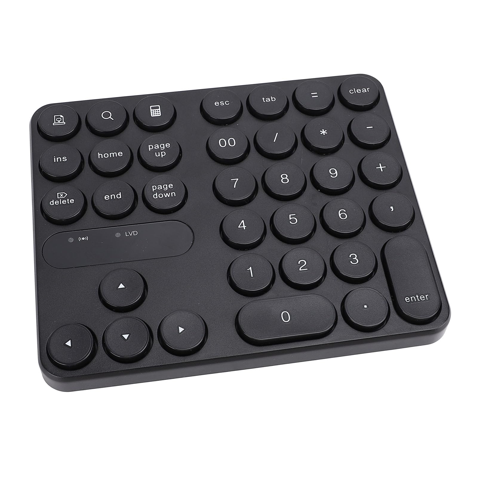 Teclado Numérico Bluetooth, Teclado Numérico Inalámbrico de 35 Teclas, Teclado Numérico Portátil de Contabilidad Financiera, Alimentado por Batería, con Teclas Redondas
