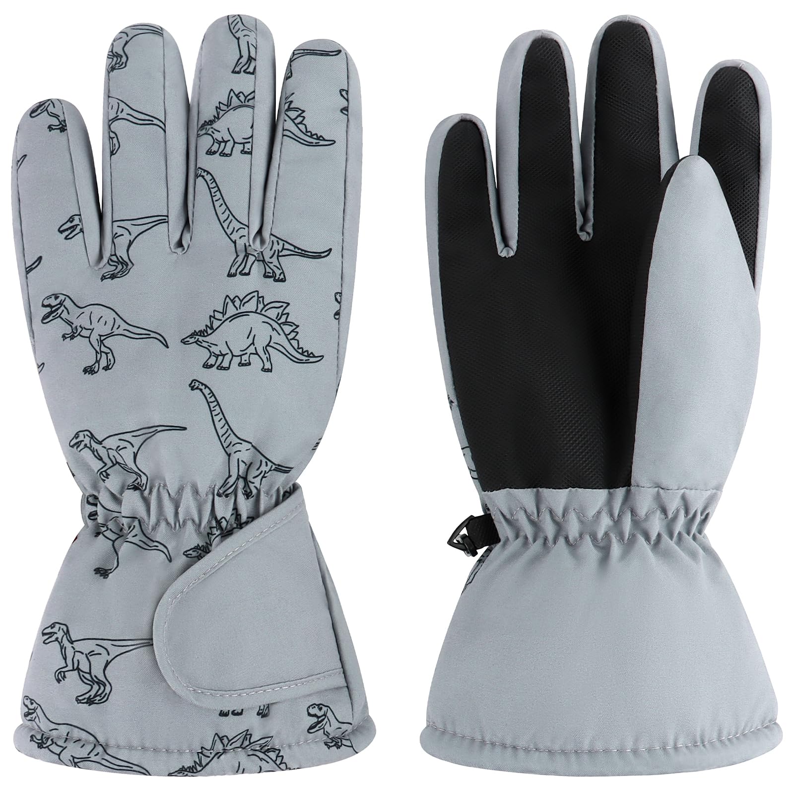 Duoyeree Kids Winter Gloves, Waterproof 5-Finger Ski Gloves 4-13Y