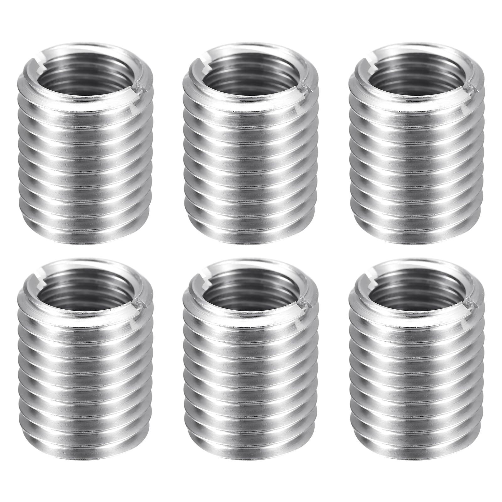 sourcing map 6pcs Thread Repair Inserts M20 x 2.5 Male to M16 x 2 Female Thread 25mm Long Stainless Steel Reducing Nuts Metric Self Tapping Sleeves Threaded Reducer Industrial Fasteners
