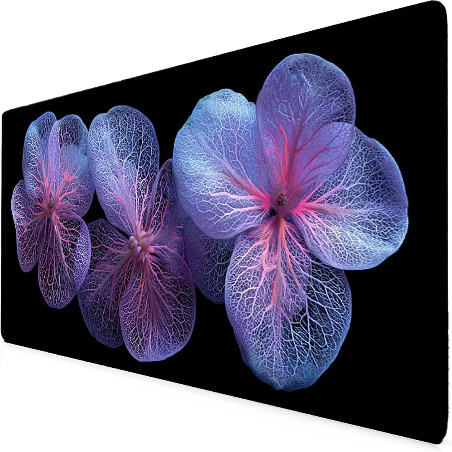 Tapis de souris XXL violet 600x300mm à motif fleur pour bureau - 8