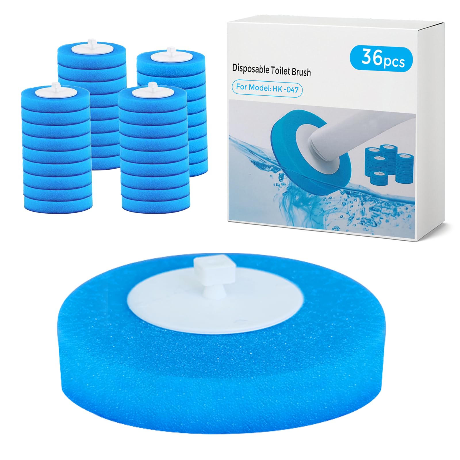 Glamchi Blue 36Pcs Disposable Toilet Brush Heads