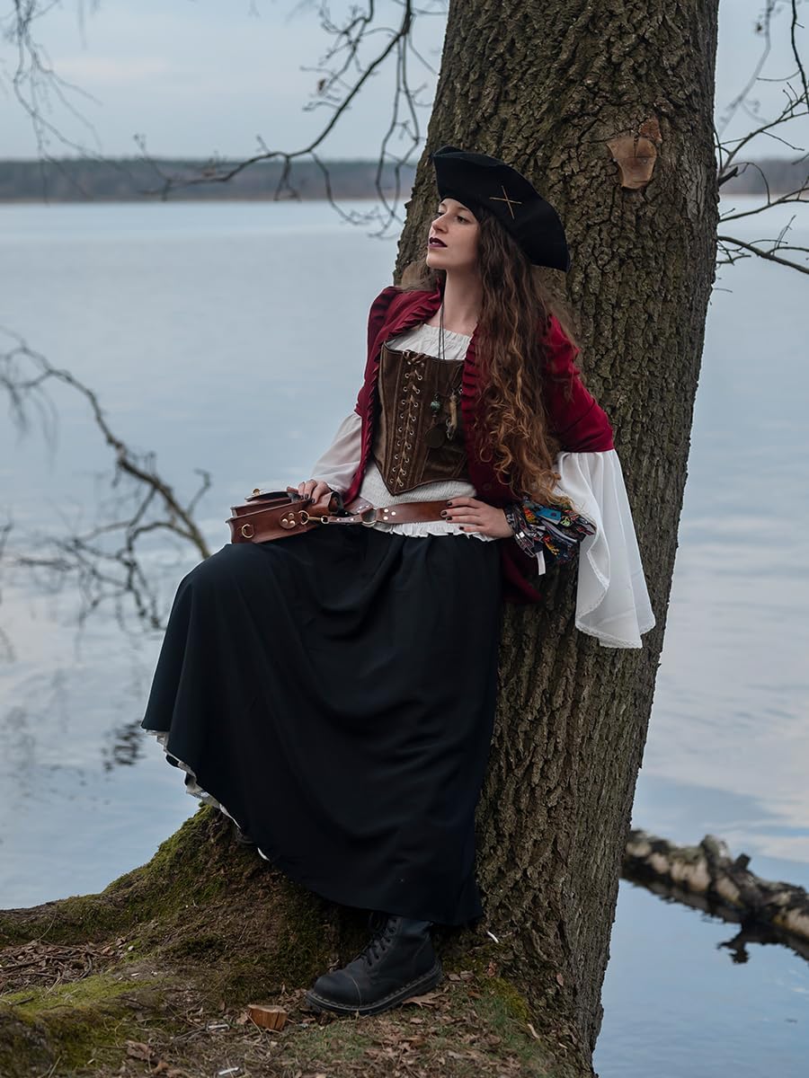 SCARLET DARKNESS Renaissance Corset Tops for Women Pirate Lace Up Overbust Velvet Bustier Bodice
