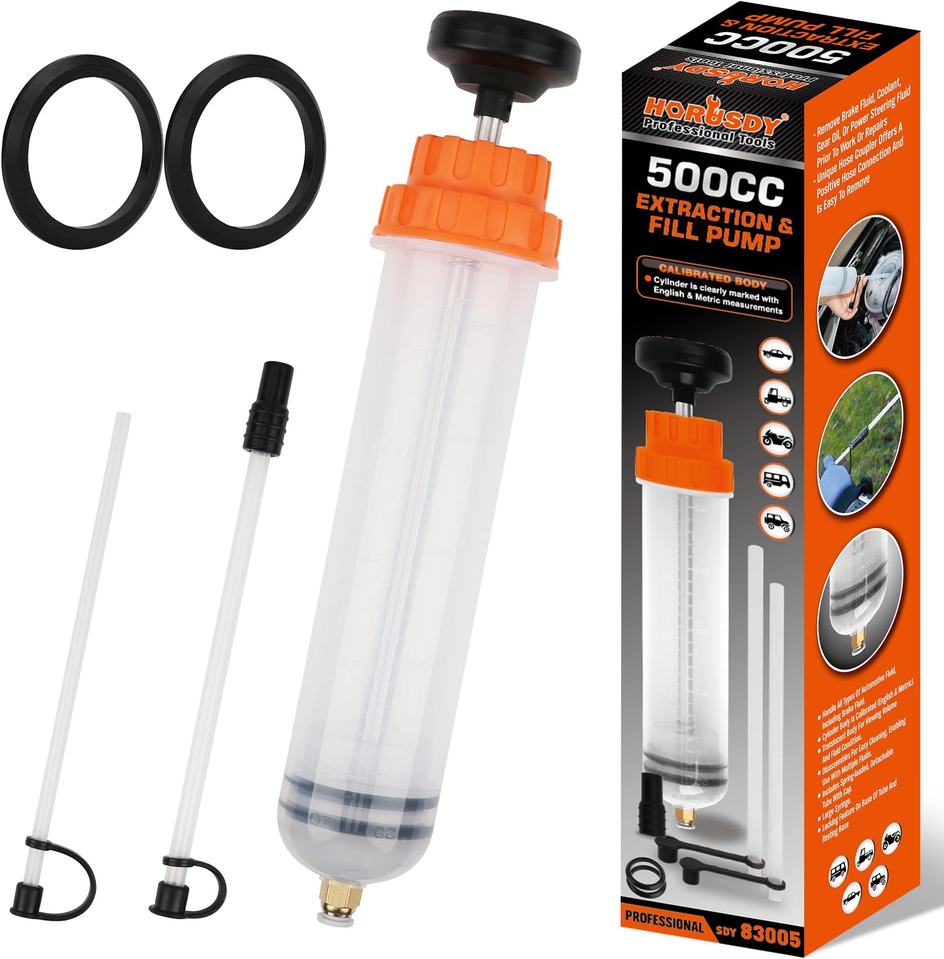 500CC Fluid Extractor Automotive, Oil Extractor/Oil Syringe, Fluid Syringe Pump Manual Suction Vacuum Fuel Car Transfer