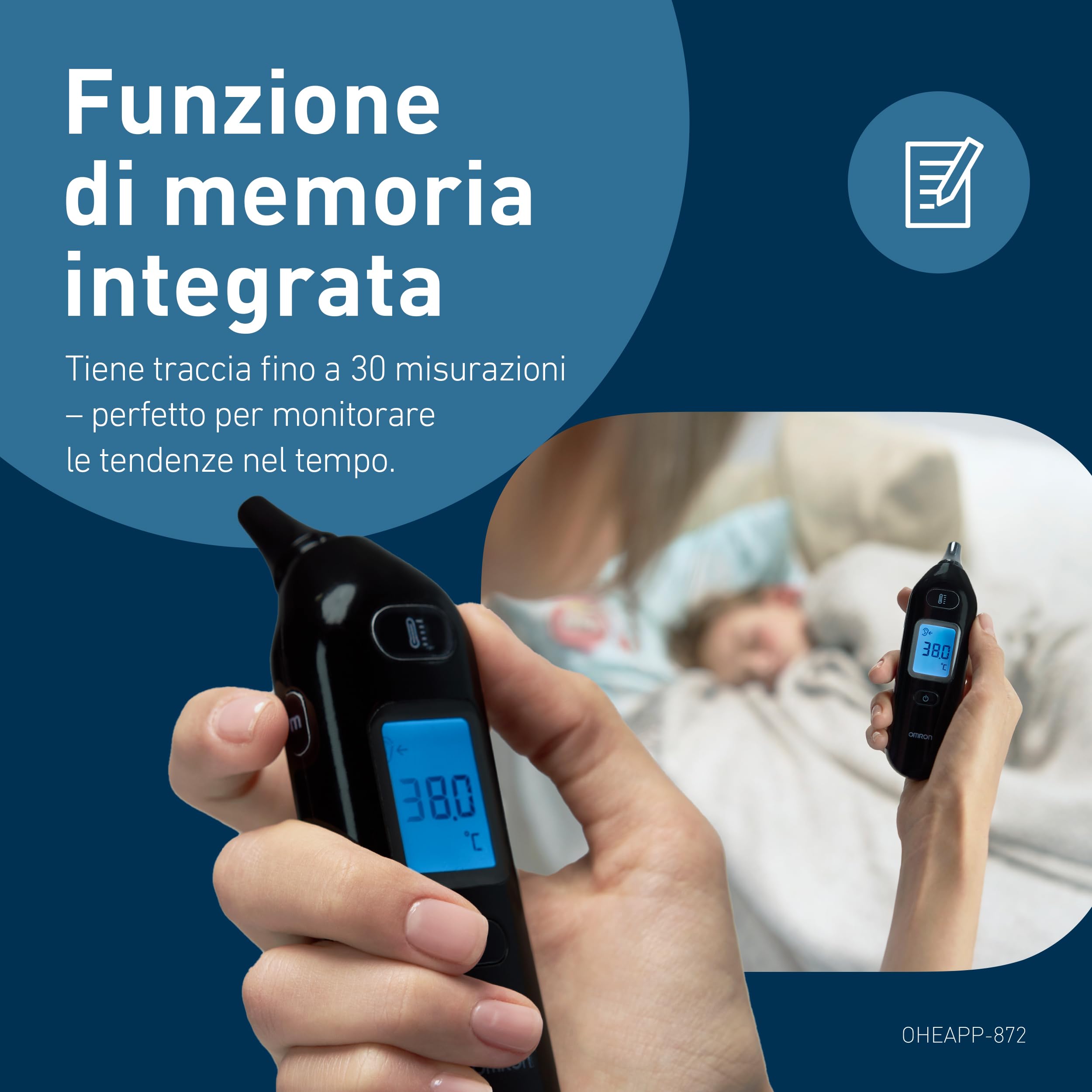 OMRON Gentle Temp 533, Termometro auricolare per misurazioni rapide e accurate senza contatto in 1 secondo, Termometro auricolare bambini e neonati preciso, silenzioso e senza bisogno di coprisonda