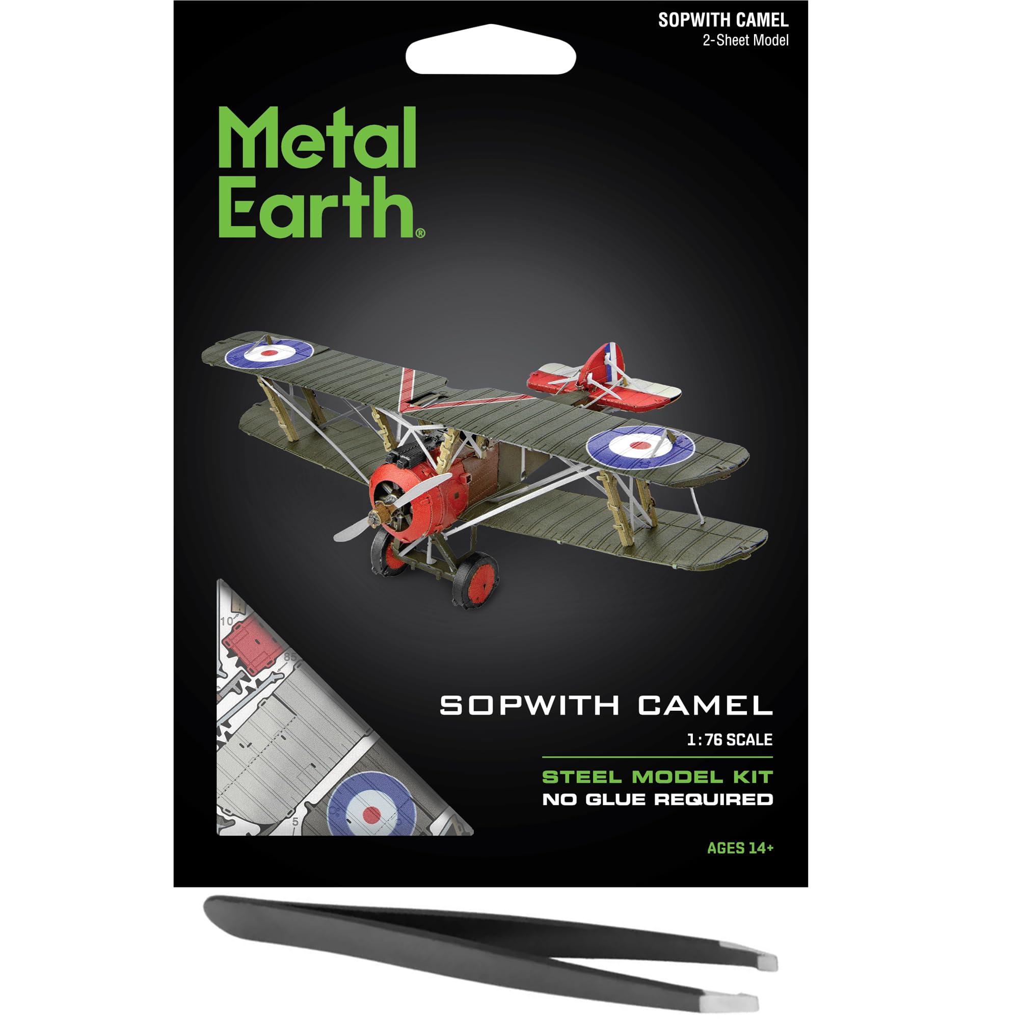 Fascinations Metal Earth Sopwith Camel Metal Model Kit Bundle with Tweezers