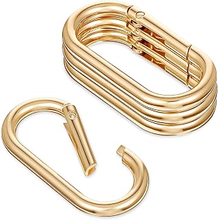 2 Inch Oval Gold Key Ring, 4 PCS Gold Carabiner Clips Heavy Duty Oval Spring Rings Clip, Large Opening Spring O Rings Keyring Keychain Hook for Purse Strap, Keys, Dog Tag Holder, Car Keychain Hook