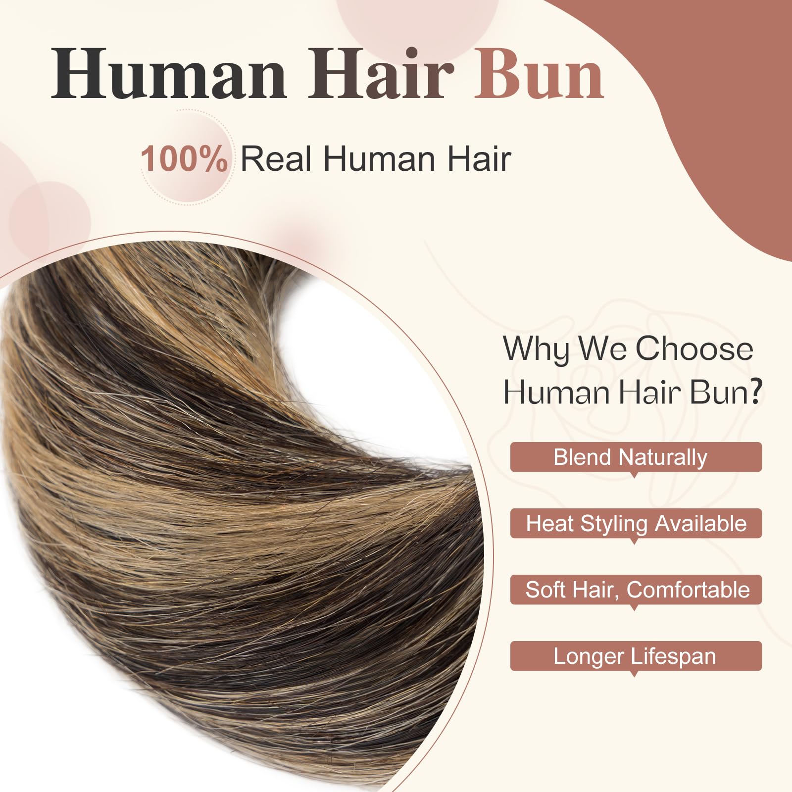 Elailite Hair Buns Real Remy Human Hair Scrunchy Updo HairPiece Extensions Donut Chignons Straight - Image 3
