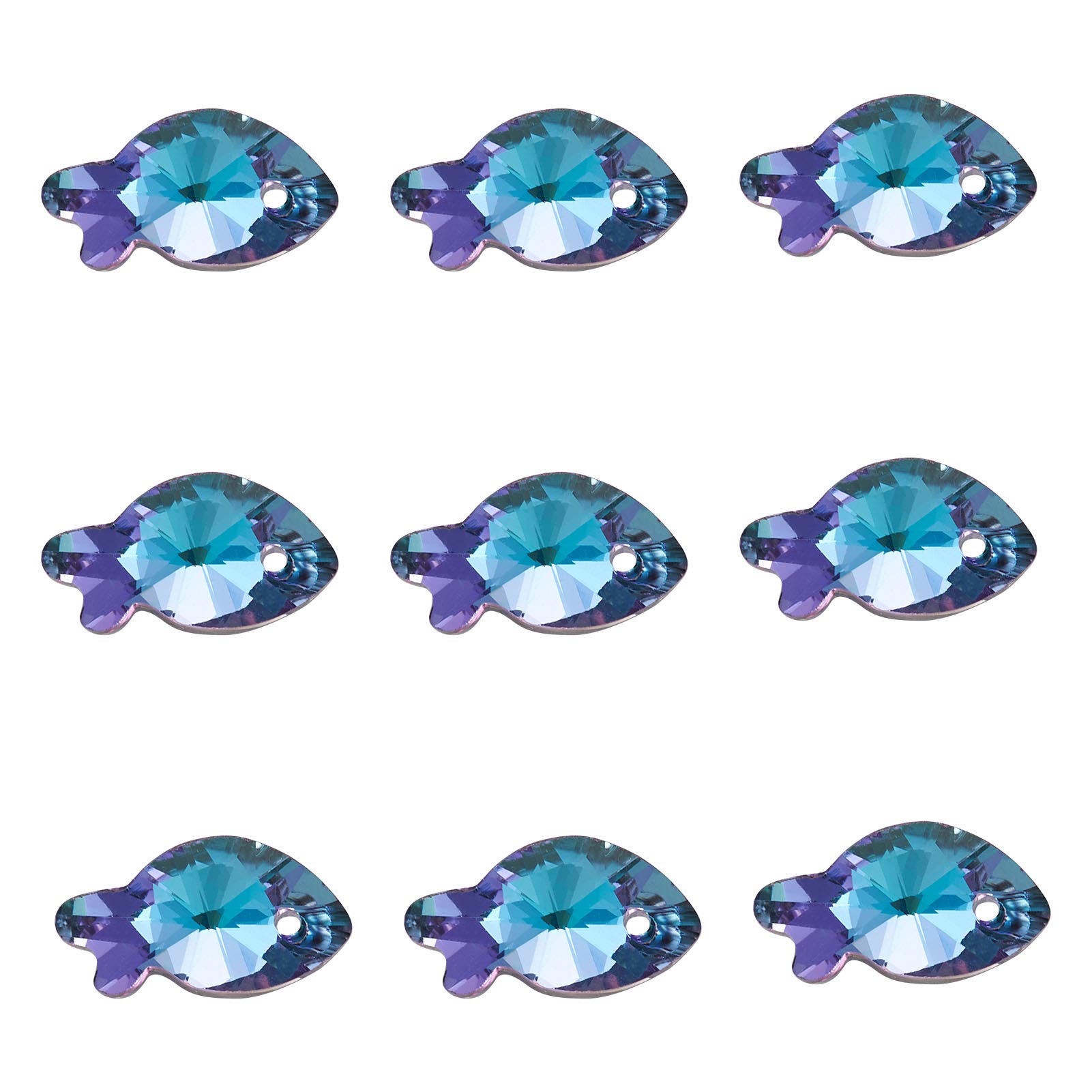 Cheriswelry 30pcs Crystal Clear Faceted Glass Fish Pendants Charms Dangle Beads 16.9x9mm for DIY Jewellery Crafts Making Hole:1.2mm