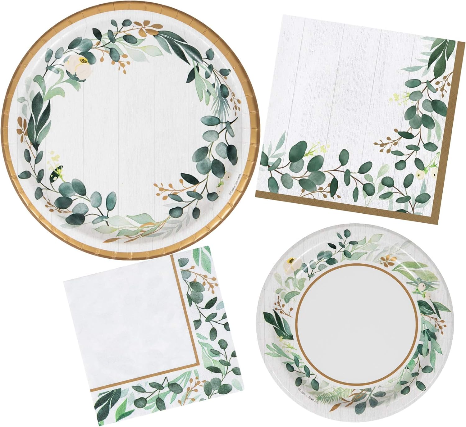 Eucalyptus Greens Party Dinnerware Bundle Paper Plates