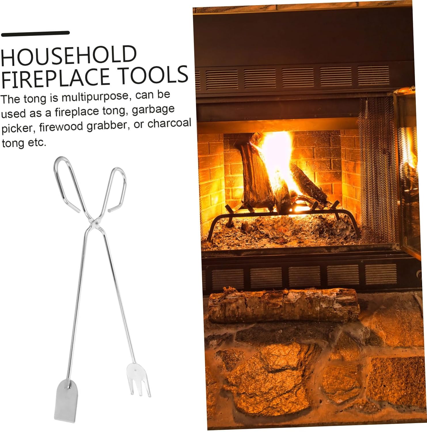 Xmas Campfire Tong Iron Charcoal Grabber for Outdoor Picnics