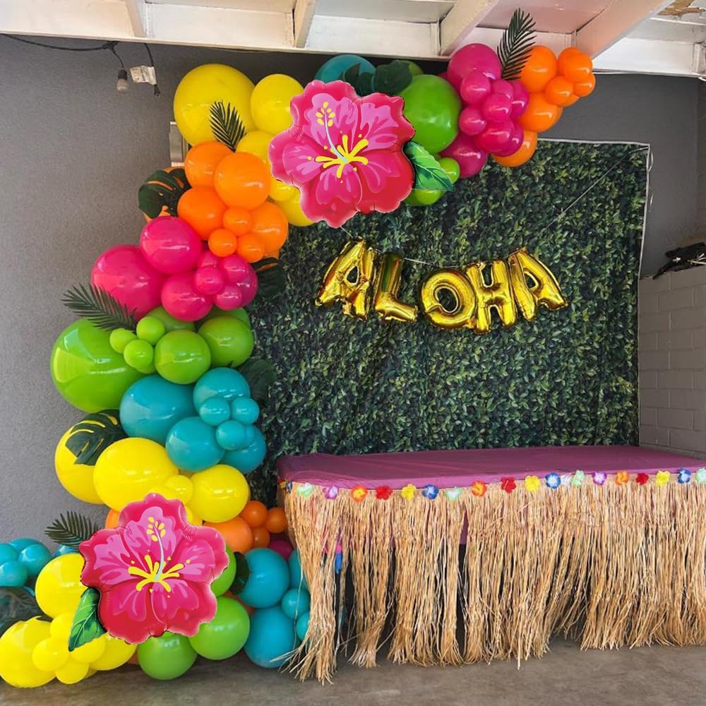 Balony foliowe z motywem tropikalnego hibiskusa, 60 cm, różowy kwiat hibiskusa, balon na magiczny motyw, hawajski flaming, lato, Luau Aloha, dekoracje na przyjęcie urodzinowe