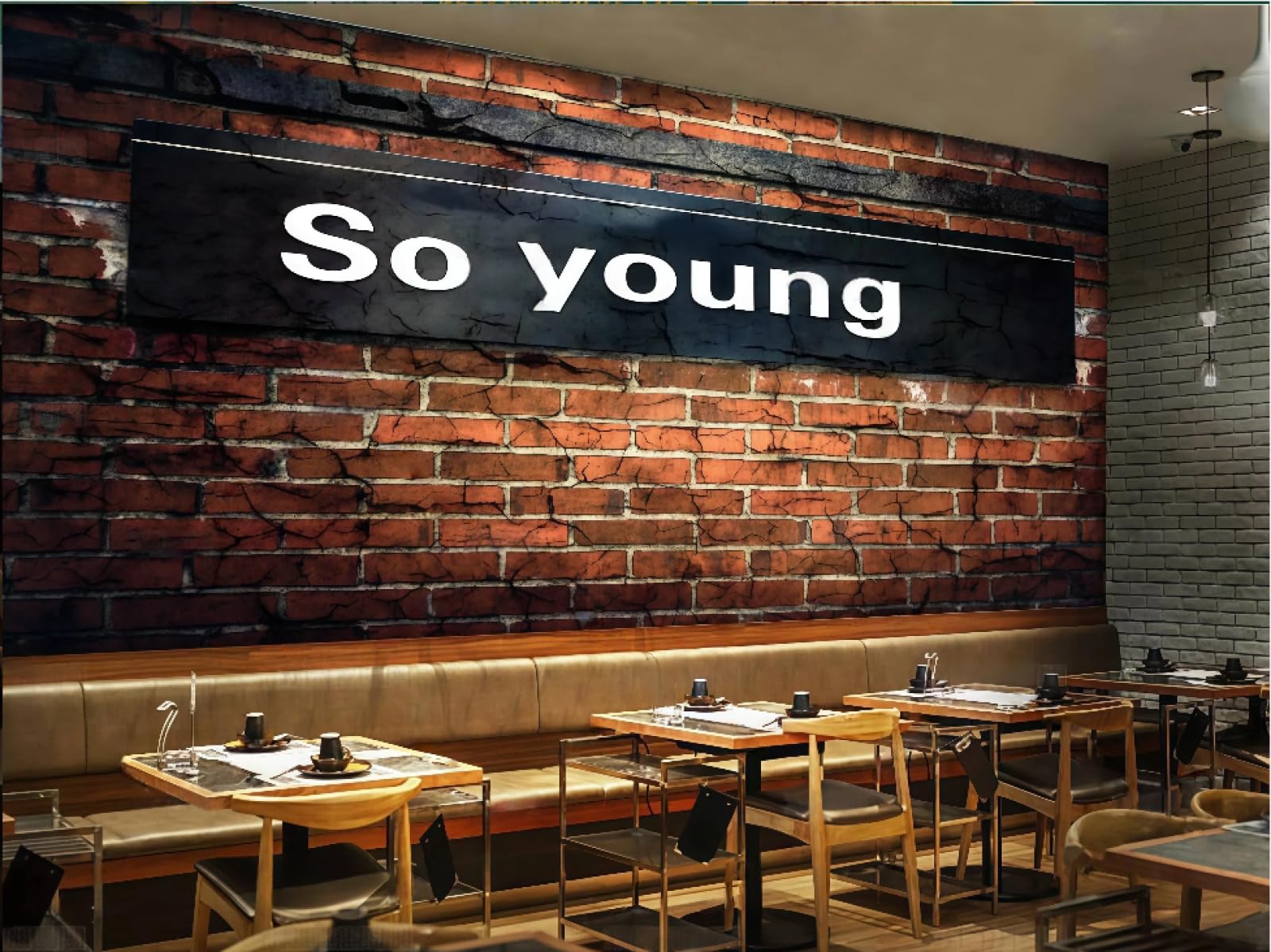Xdoubao 3D Wallpaper Nostalgic Retro Brick Wall Youth Theme Music Bar Dessert Shop Afternoon Tea Western Restaurant Background Wall Wallpaper Coffee Shop Mural,,150X105cm