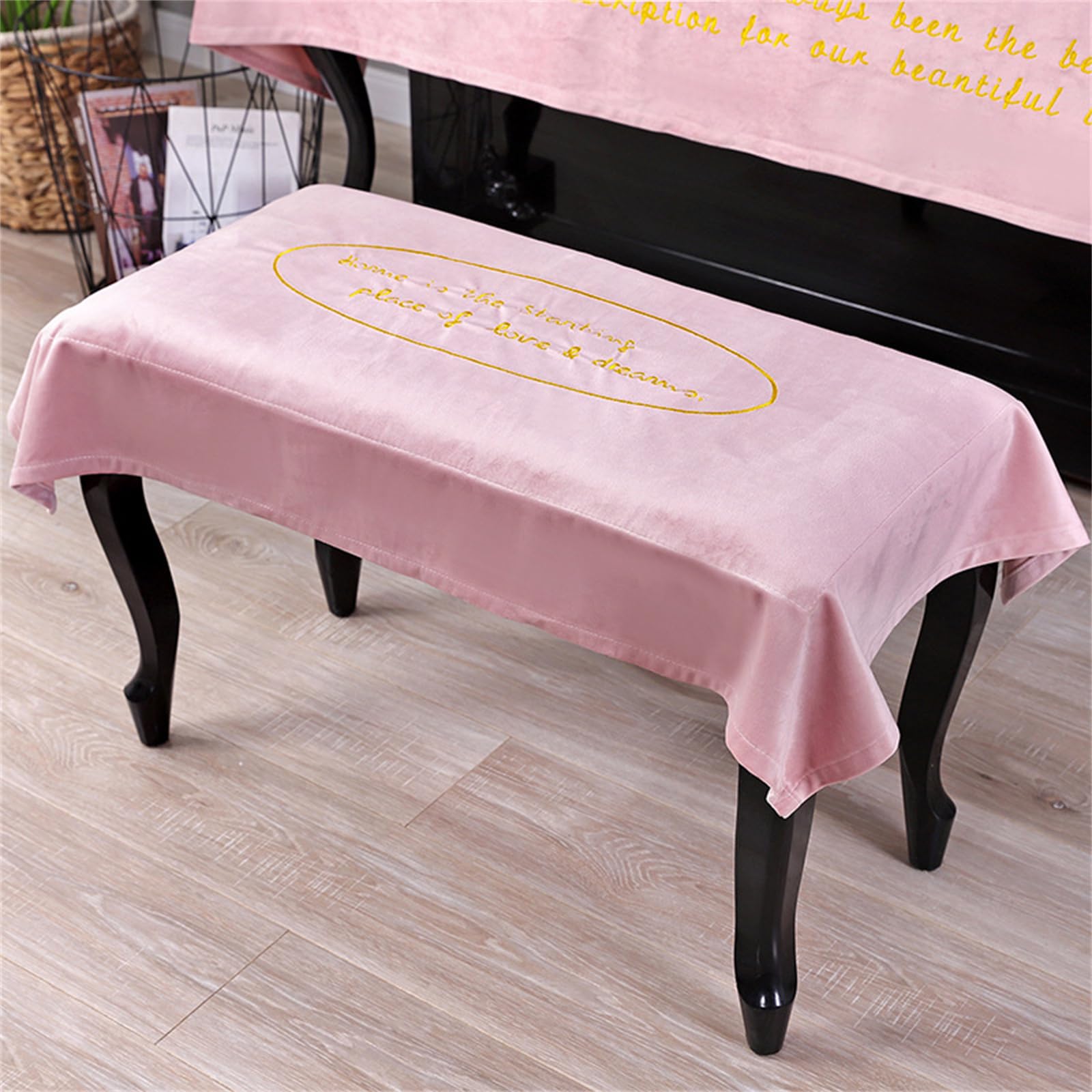 Set di Tre Pezzi con Copertura Antipolvere in Velluto per Mezzo Pianoforte e Sgabello, Copertura Protettiva Universale Antipolvere per Pianoforte Verticale, Copertura in Velluto per Mezzo pi