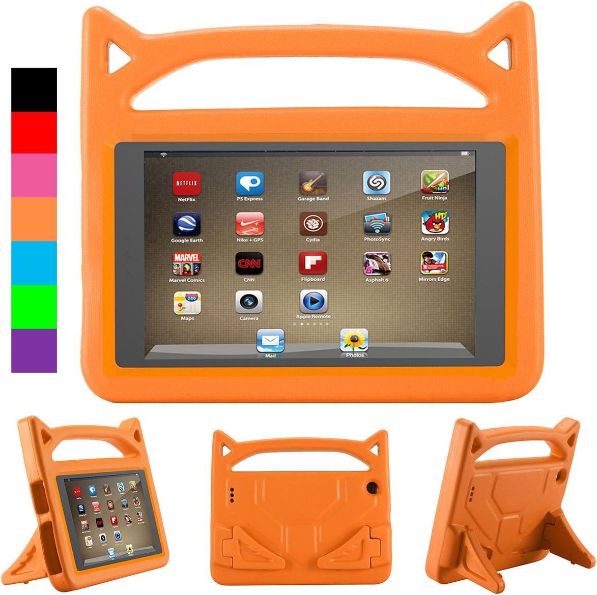 Fire 7 2017 Case, Fire 7 2015 Case,ANTIKE Light Weight Shock Proof Handle Kids Friendly Convertible Stand Kids Case for Fire 7 inch Display Tablet (2017 Release & 2015 Release) (Orange)