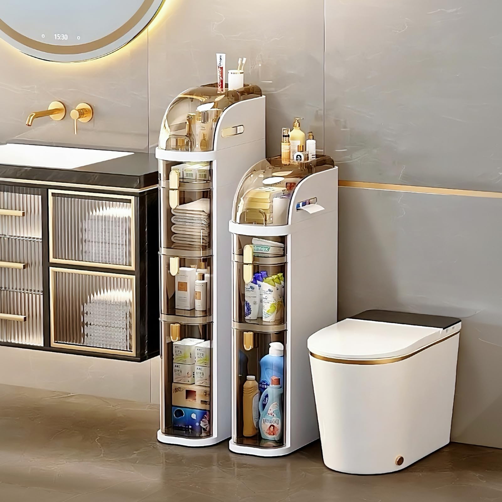 4Tiers Narrow Bathroom Storage Cabinet