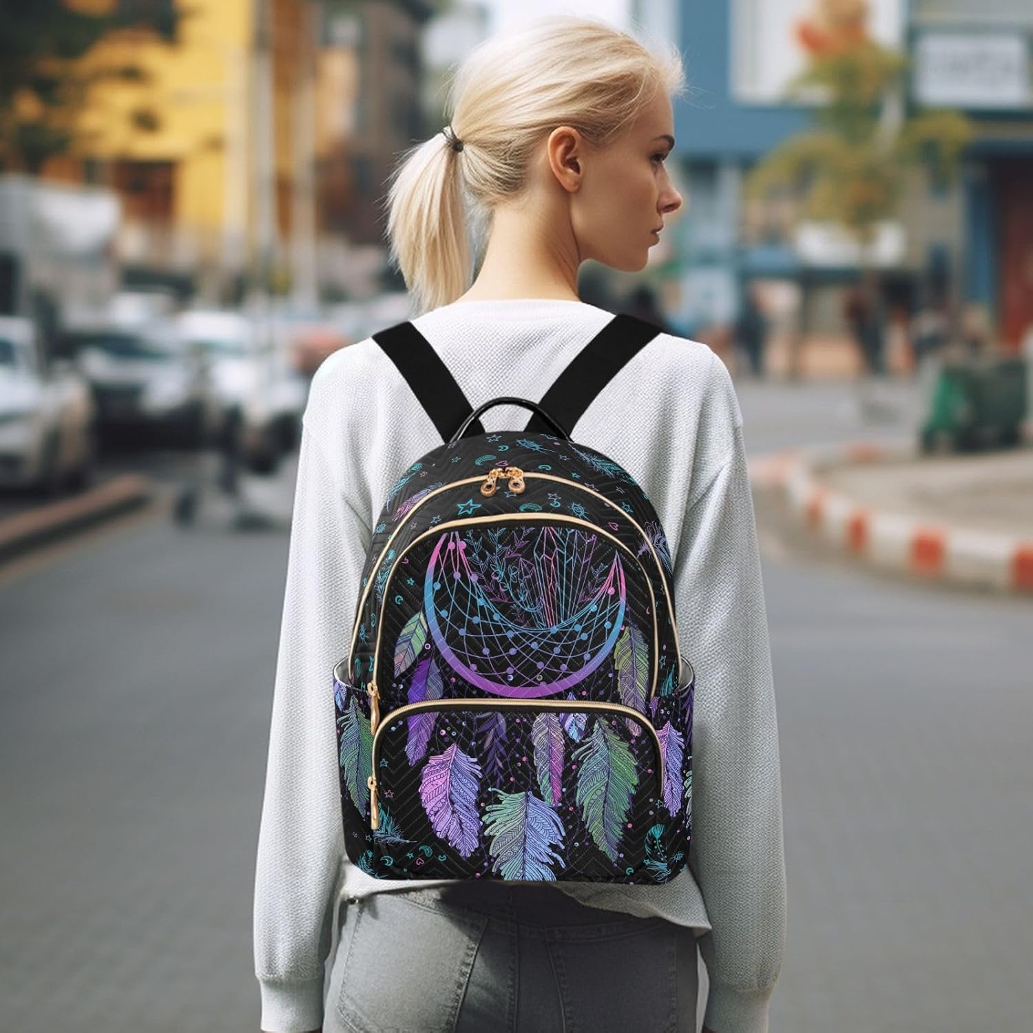 Women Fashion Backpack Purse Casual Lightweight Travel Shoulder Bag Dreamcatcher Rucksack Ladies Bag, Medium - Image 7