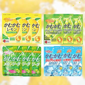 Chewing Chewing Pouches, Shelf Life 2026.4, Bulk Purchase, 1.1 oz 30 g, Set of 4, 3 each, Total of 12, Lemon, Ramnee, Shine Muscat, Orange Soda, Large Capacity, Commercial Use, Chewing Candy
