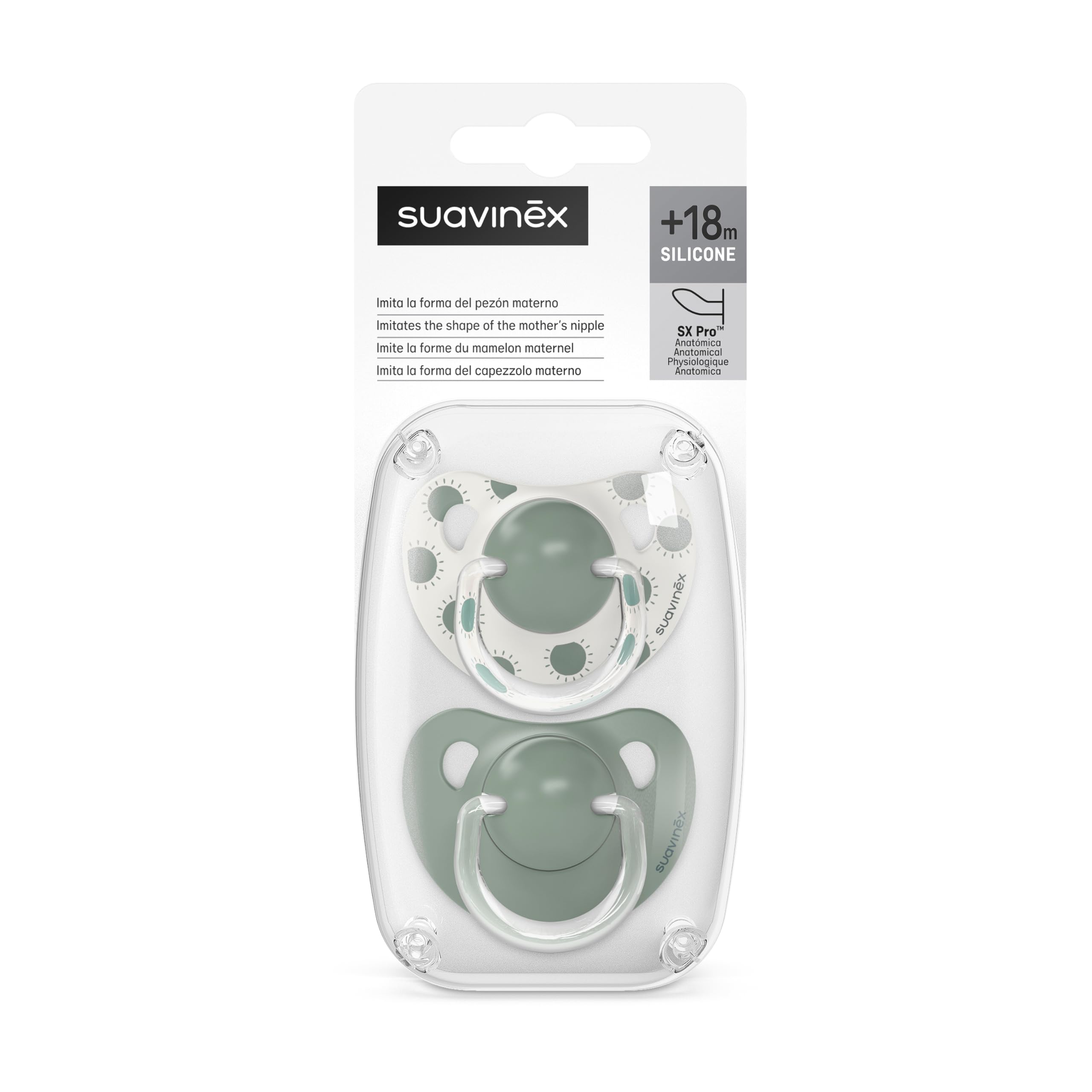 Suavinex, Pack de 2 Chupetes con Tetina Anatómica de Silicona SX Pro, para Bebés +18 Meses, Tetina más Plana y Flexible, Respeta el Desarrollo Bucodental, Walk Verde — view 4