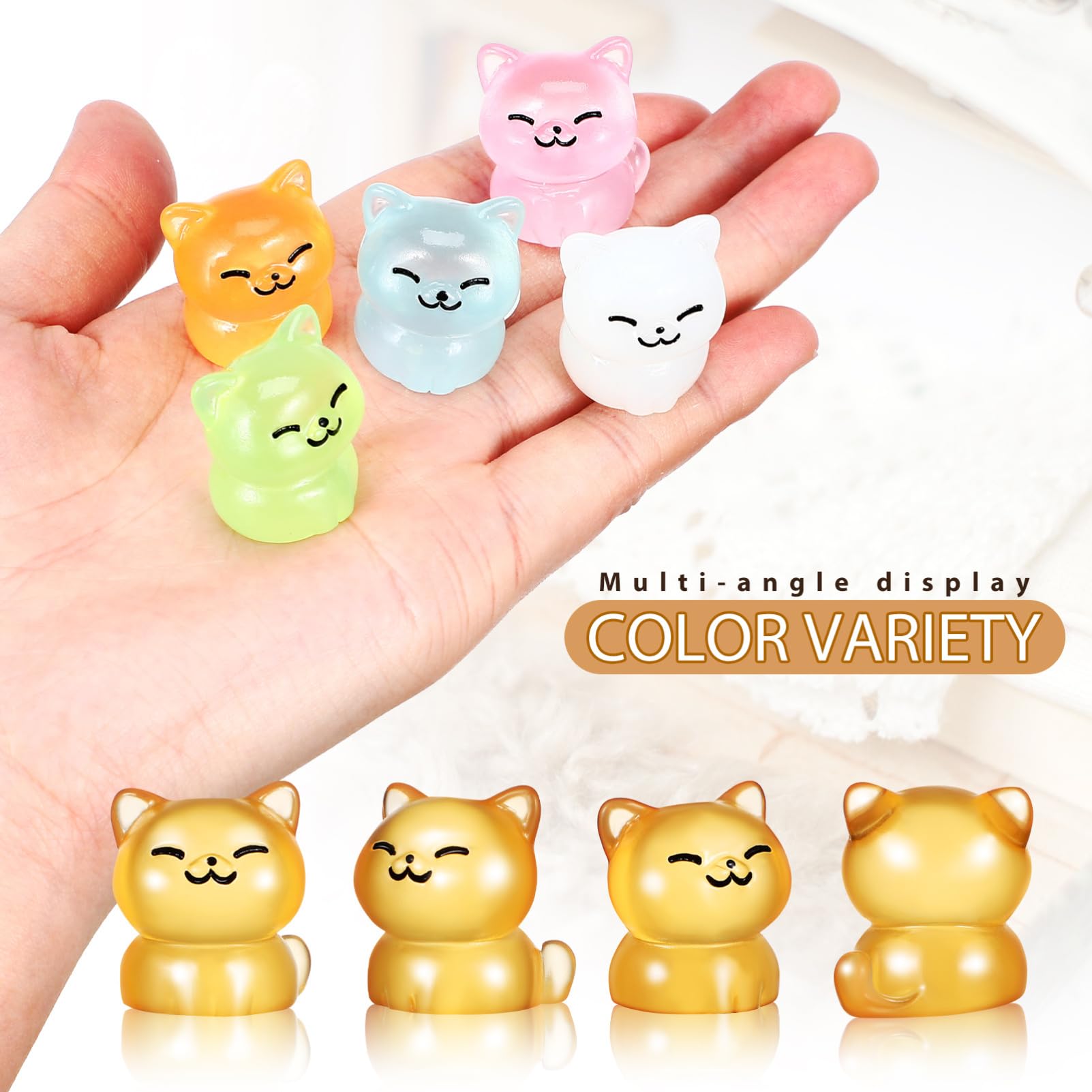 TOYANDONA 20 pcs Miniature Cat Figures Glow Dark Cats Tiny Animal Figurines Dollhouse Landscape Garden Craft Decorations - Image 2