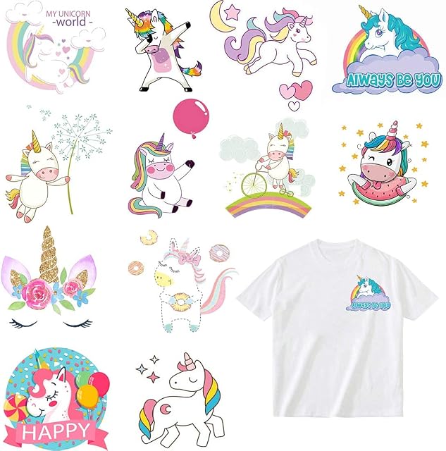 Iron-On Patches Unicorn Series DIY Heat Transfer Paper Patch Applique Stickers for T-Shirt Jackets Jeans Backpacks