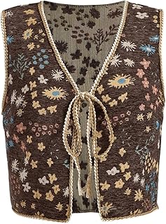 Women's Tie Front Cardigan Vest Top Western Country Concert Rodeo Cowgirl Outfits Fashion Casual Trendy 2025 - Buy now