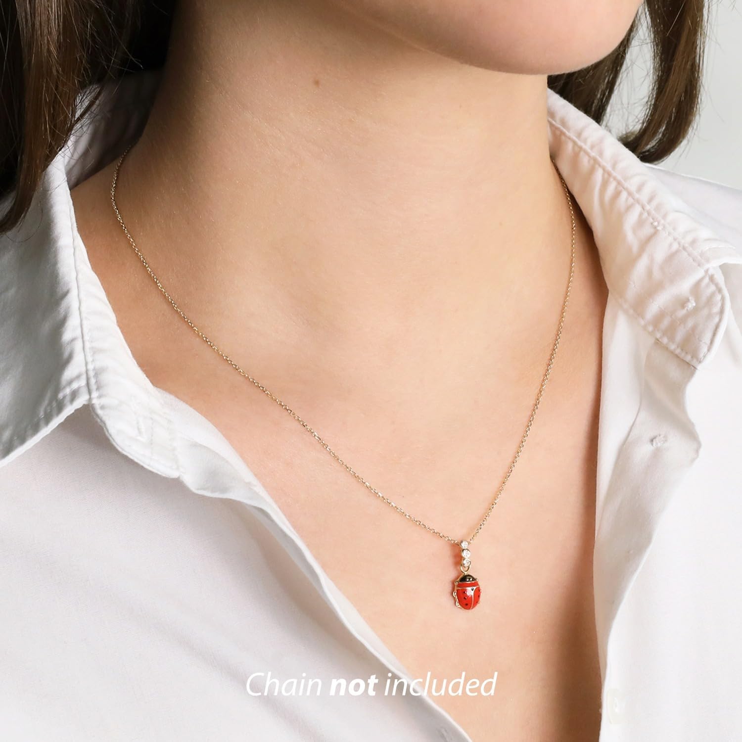 forme di Lucchetta - Sapphires 14k Gold Red Ladybug Pendant for Necklace (up to 4mm) - Authentic Italian Good Luck Charm from Italy