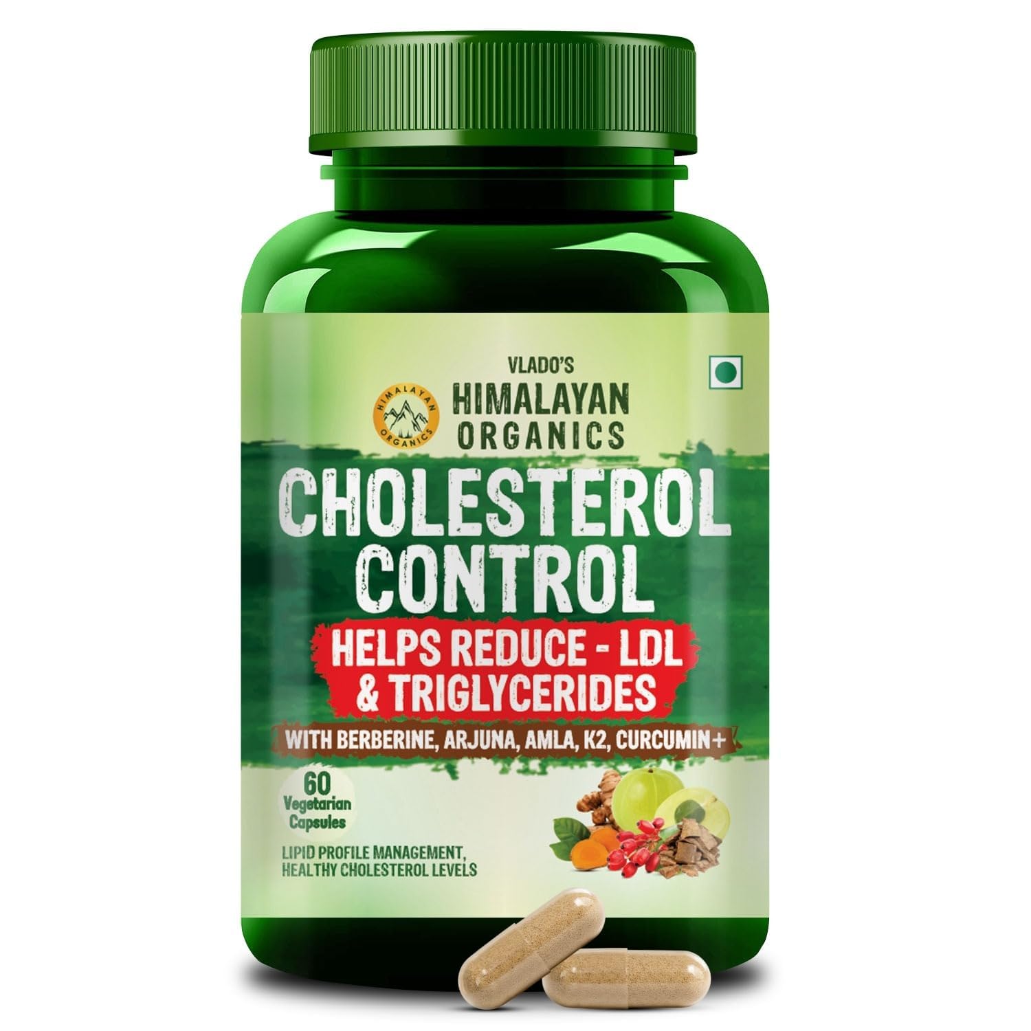 Vlado's Himalayan Organics Cholesterol Control Supplement | Berberine, Arjuna, Amla & Curcumin | Supports Healthy Cholesterol, LDL HDL Balance & Lipid Levels | Helps Reduce Bad Cholesterol & Triglycerides | Heart Health & Cardiovascular Support | Ayurvedic 60 Veg Capsules-image-45